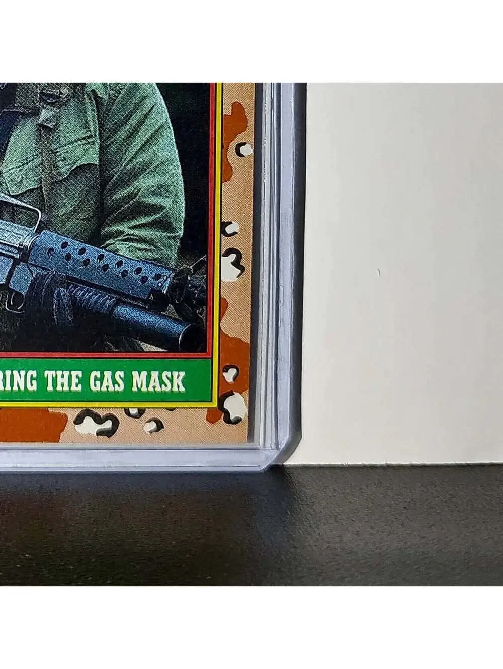 Wearing the Gas Mask 1991 Topps Desert Storm #76 Card